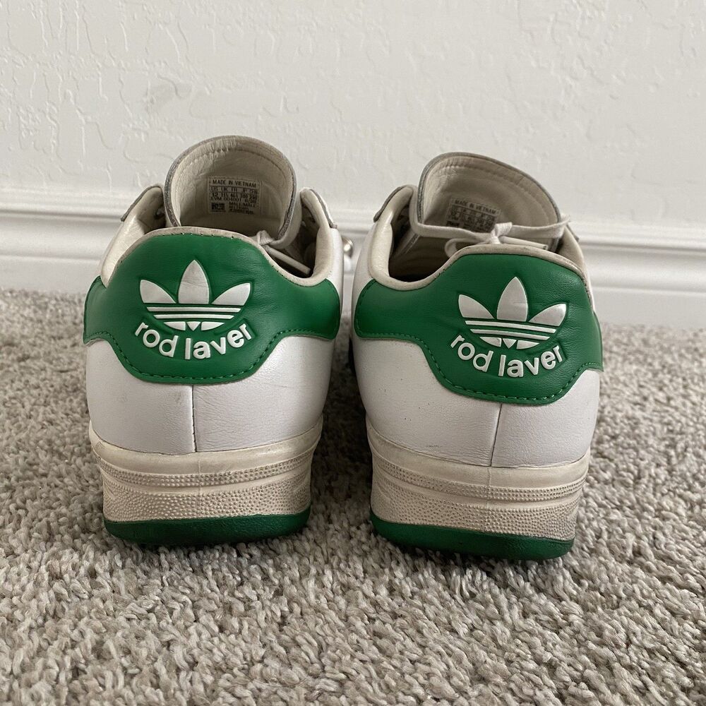 Adidas Originals Rod Laver 'Full Leather' Sneakers in White and Green - Size 12 - Picture 8 of 9
